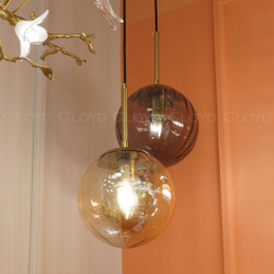 Подвесной светильник Cloyd BRINN-A P1 / Ø20 см - латунь - янтарный (арт.11423)