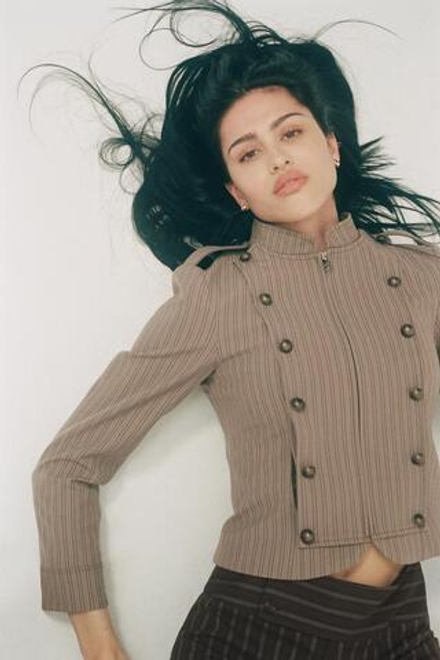 ZARA БЛЕЙЗЕР ПРИТАЛЕННОГО КРОЯ В ПОЛОСКУ, СВЕТЛЫЙ РЫЖЕВАТО-КОРИЧНЕВЫЙ