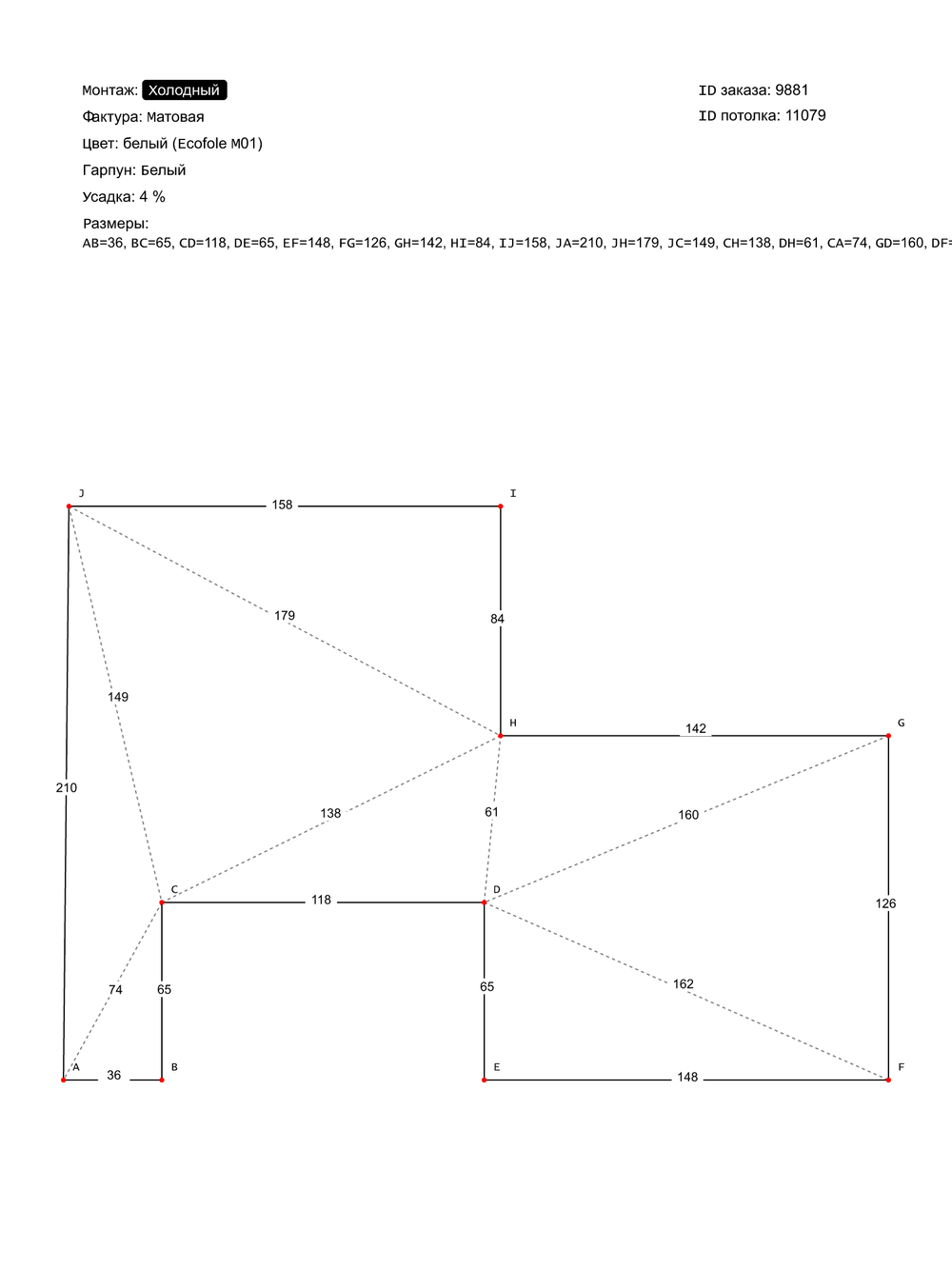 Натяжные потолки: 10.6 м2, 11.5 м2, 10.1 м2, 4.4 м2