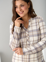 Блузка БЛ-22/клеткабеж-серебро