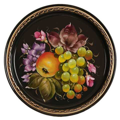 Жостовский поднос декоративный, размер 22 см (A5), металлический