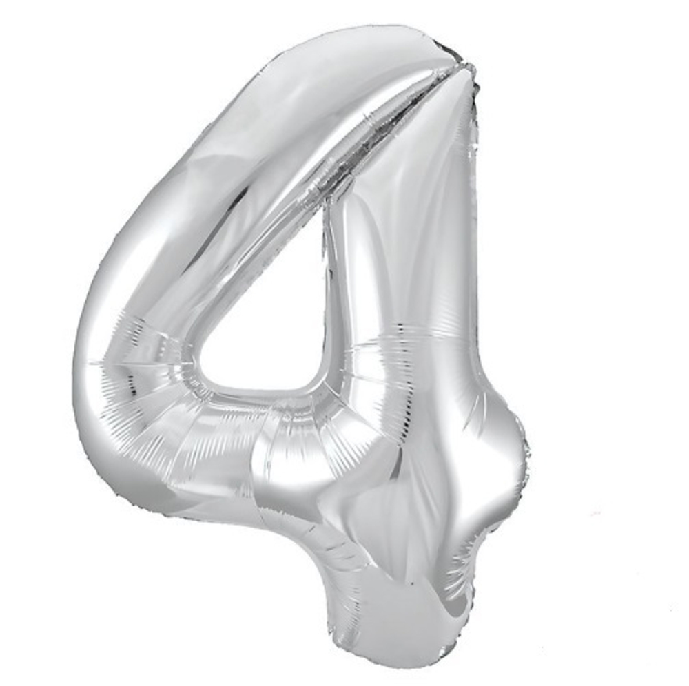 Фольгированная цифра, цвет Серебро 102 см