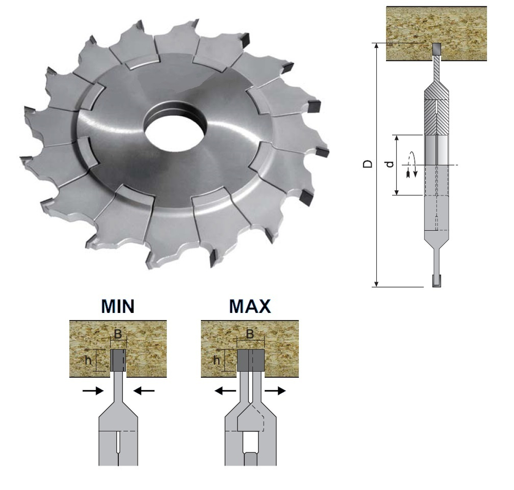 PCD пила пазовая регулируемая D.200x4-7,5 d.35 +2DKN Z12+12 H6