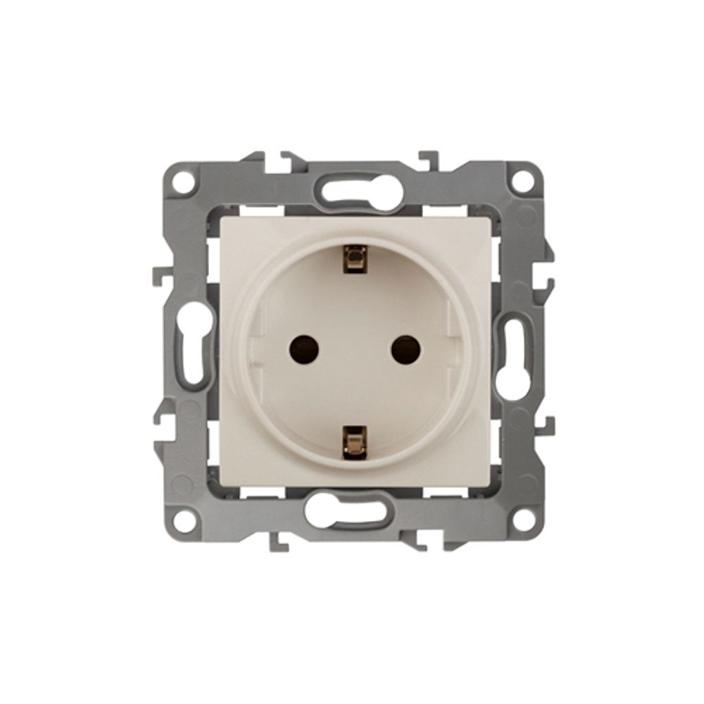 Розетка ЭРА Серия 12 12-2001-02 с заземлением 2P+E Schuko 16A-250В IP20 без м.лапок слоновая кость