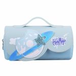 Пенал мягкий ЮНЛАНДИЯ с ручкой, 2 отделения, полиэстер, "My Space", голубой, 21х9х6 см, 271578