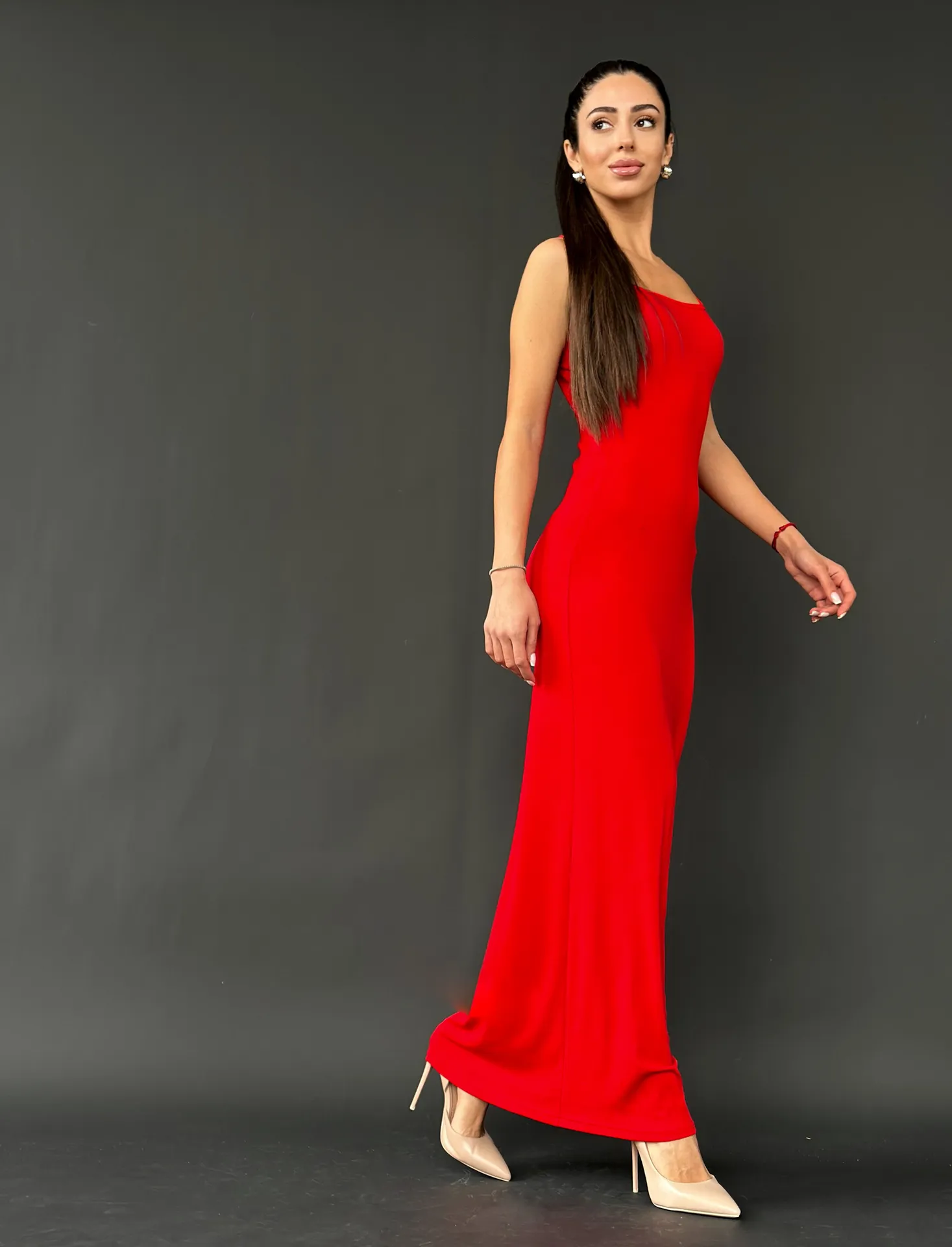 Платье Shopogolik длинное однотонное на тонких лямках с регулировкой