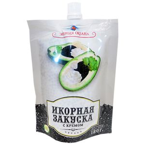 ИКОРНАЯ ЗАКУСКА ИКРА ЧЕРНАЯ С КРЕМОМ 180ГР ДОЙПАК АЛЬГИНОВАЯ2