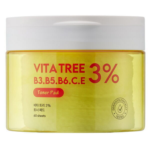 Осветляющие тонер-пэды ShinCos.Lab Vita Tree B3/В5/В6/С/Е 3% Toner Pad, 60шт