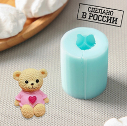 Силиконовая форма «Мишка в кофточке-мини», 3,1×2,8 см, высота 4,1 см, цвет бирюзовый