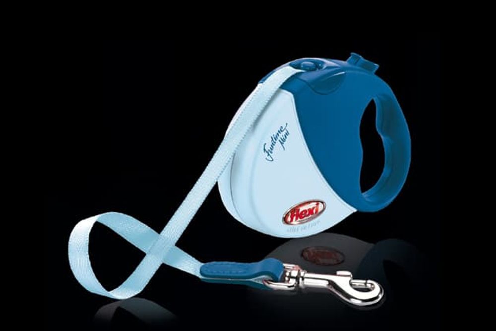 FLEXI рулетка Funtime Mini (до 12 кг) с прорезиненной ручкой ремень 3 м голубая