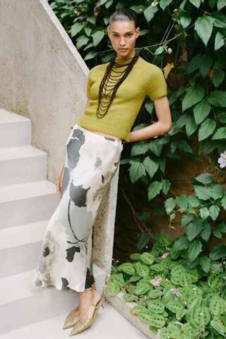 ZARA СВИТЕР ИЗ МЯГКОЙ ТКАНИ С КОРОТКИМИ РУКАВАМИ, ЗЕЛЕНЫЙ