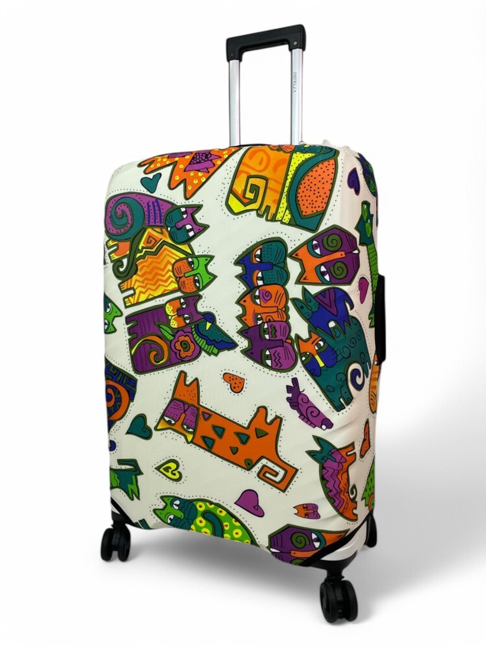 Чехол на чемодан 28", цвет белый/разноцветный, Коты