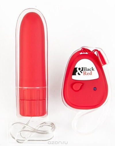 Вибратор на дистанционном пульте управления Black & Red (Цвет: красный)