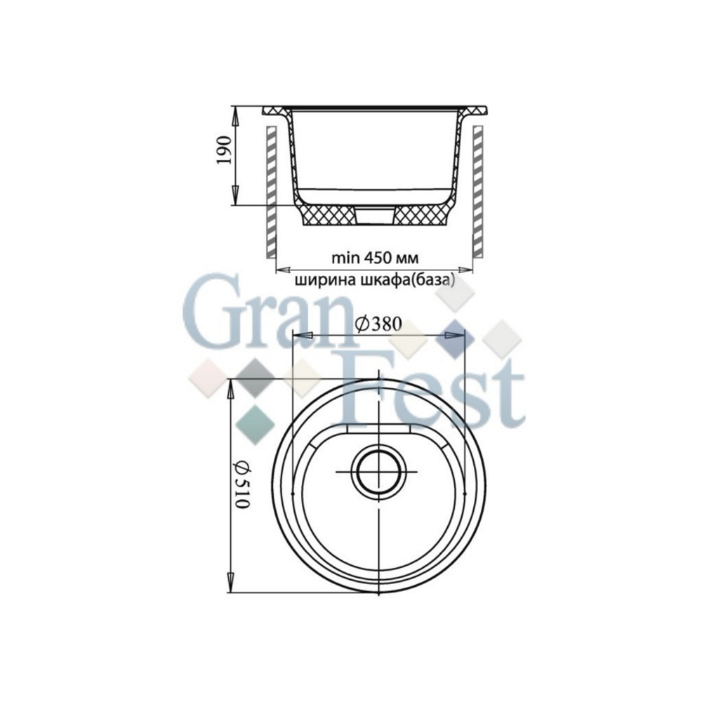 Кухонная мойка GranFest РОНДО GF R 510 Схема