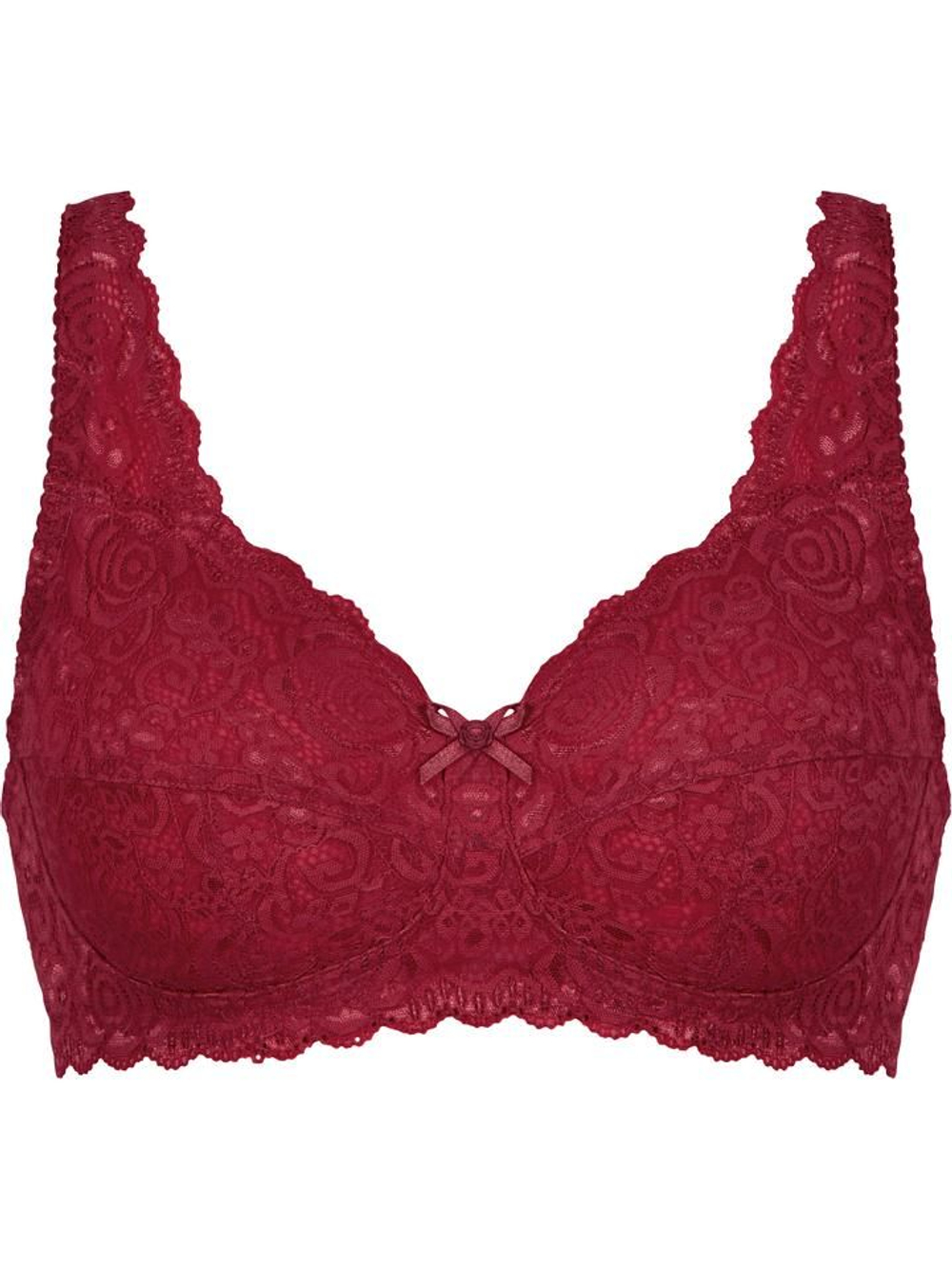 Кружевной бюстгальтер с мягкими бескаркасными чашками (Размер: 75B) (Цвет: малиновый)
