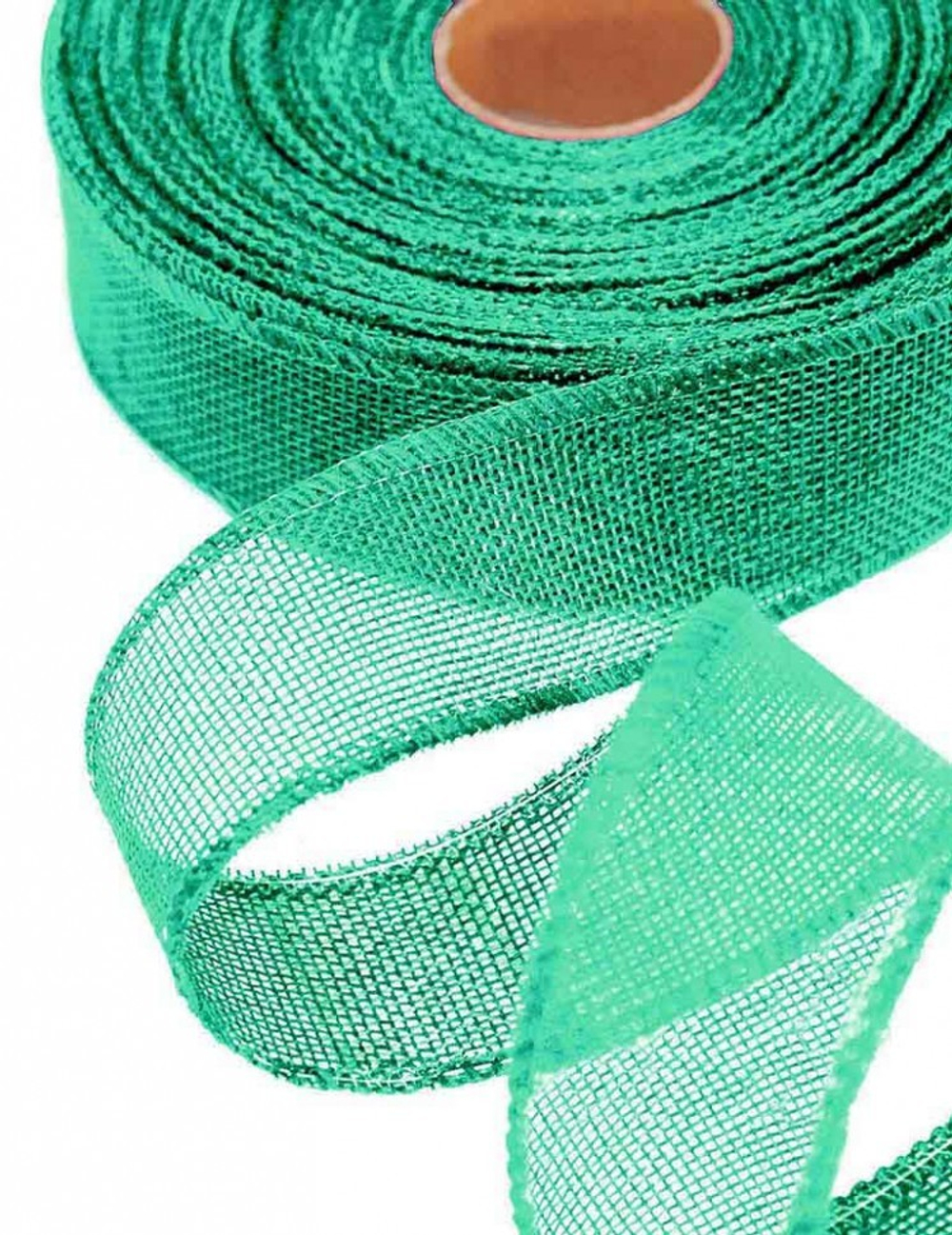 Лента Льняная 4см х 28м с проволокой (Бирюзовый)