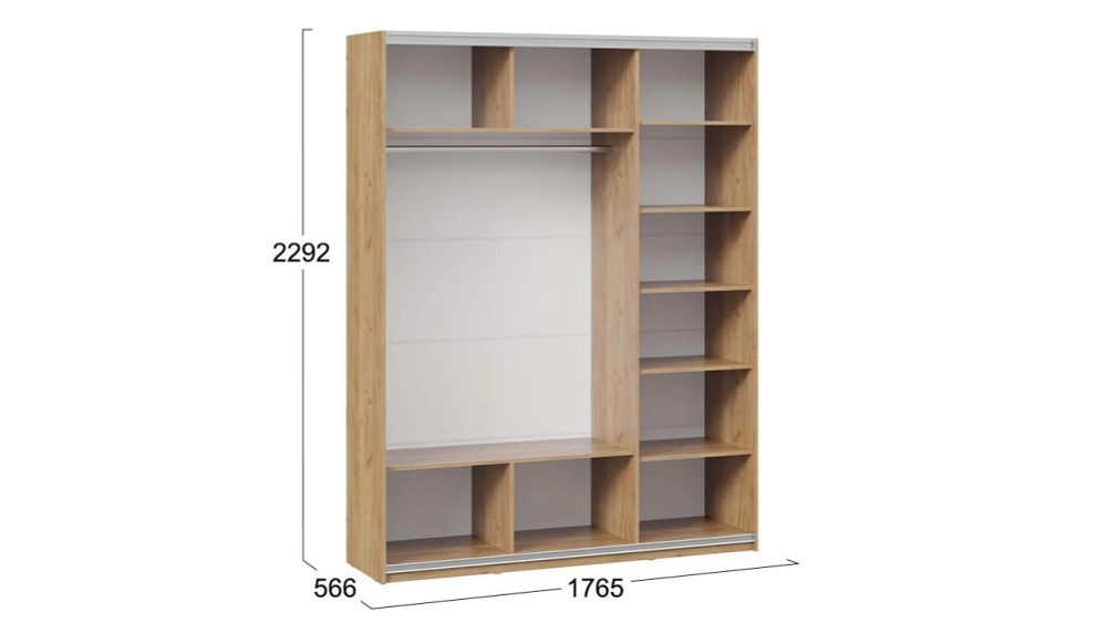 Шкаф-купе Оскар Хилтон 3-х дверный с зеркалом 177 дуб крафт золотой / белый матовый / ручка черная