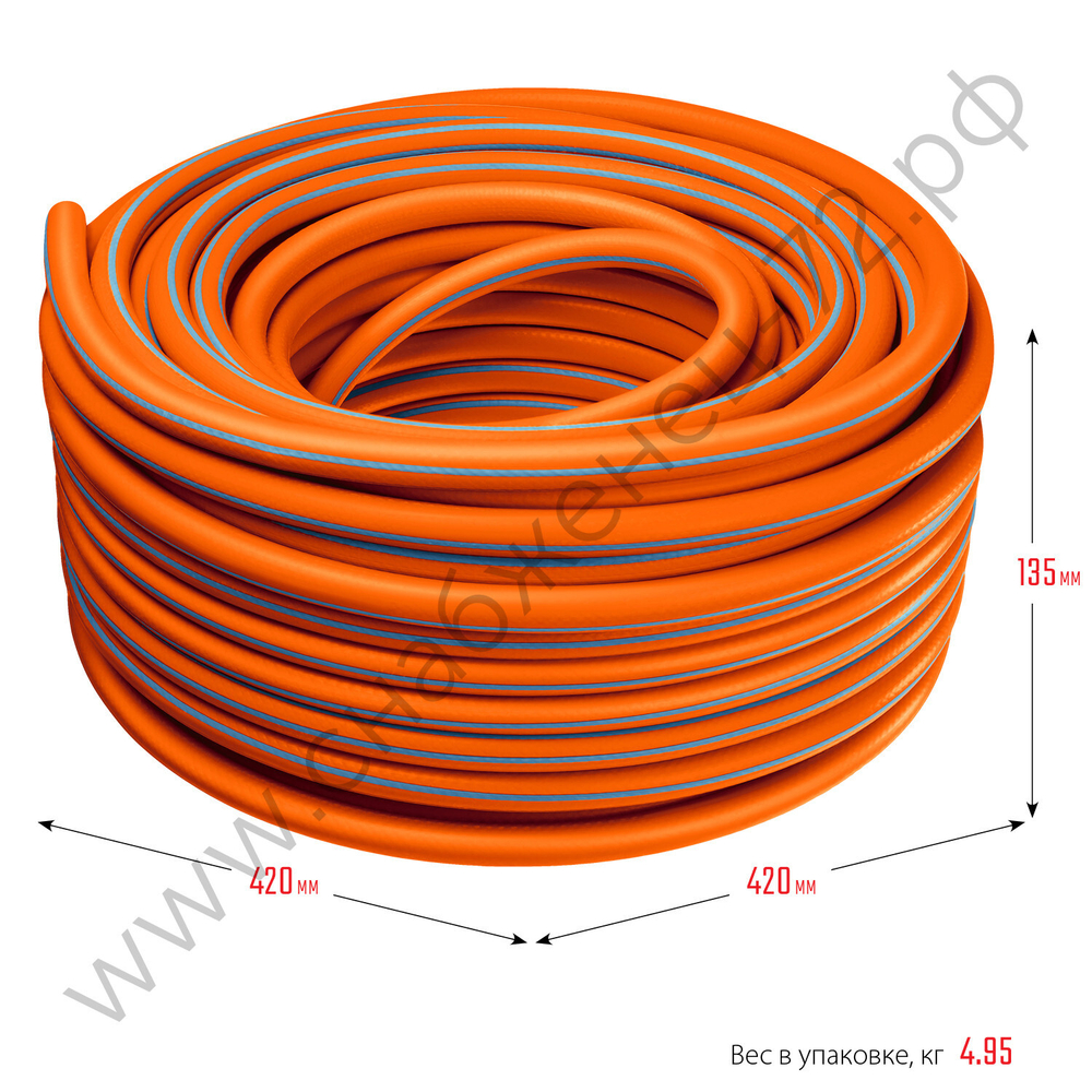 GRINDA FLEX 3, 1/2″, 50 м, 25 атм, из термоэластопласта, трёхслойный, армированный, гибкий, поливочный шланг, PROLine (429008-1/2-50)