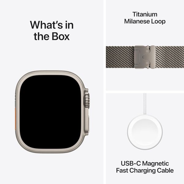 Умные часы Apple Watch Ultra 3 49 мм натуральный титан, миланский сетчатый браслет натурального цвета (L)