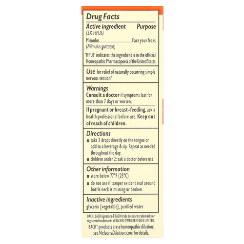 Bach, Original Flower Remedies, мимулус, 10 мл (0,35 жидк. унции)