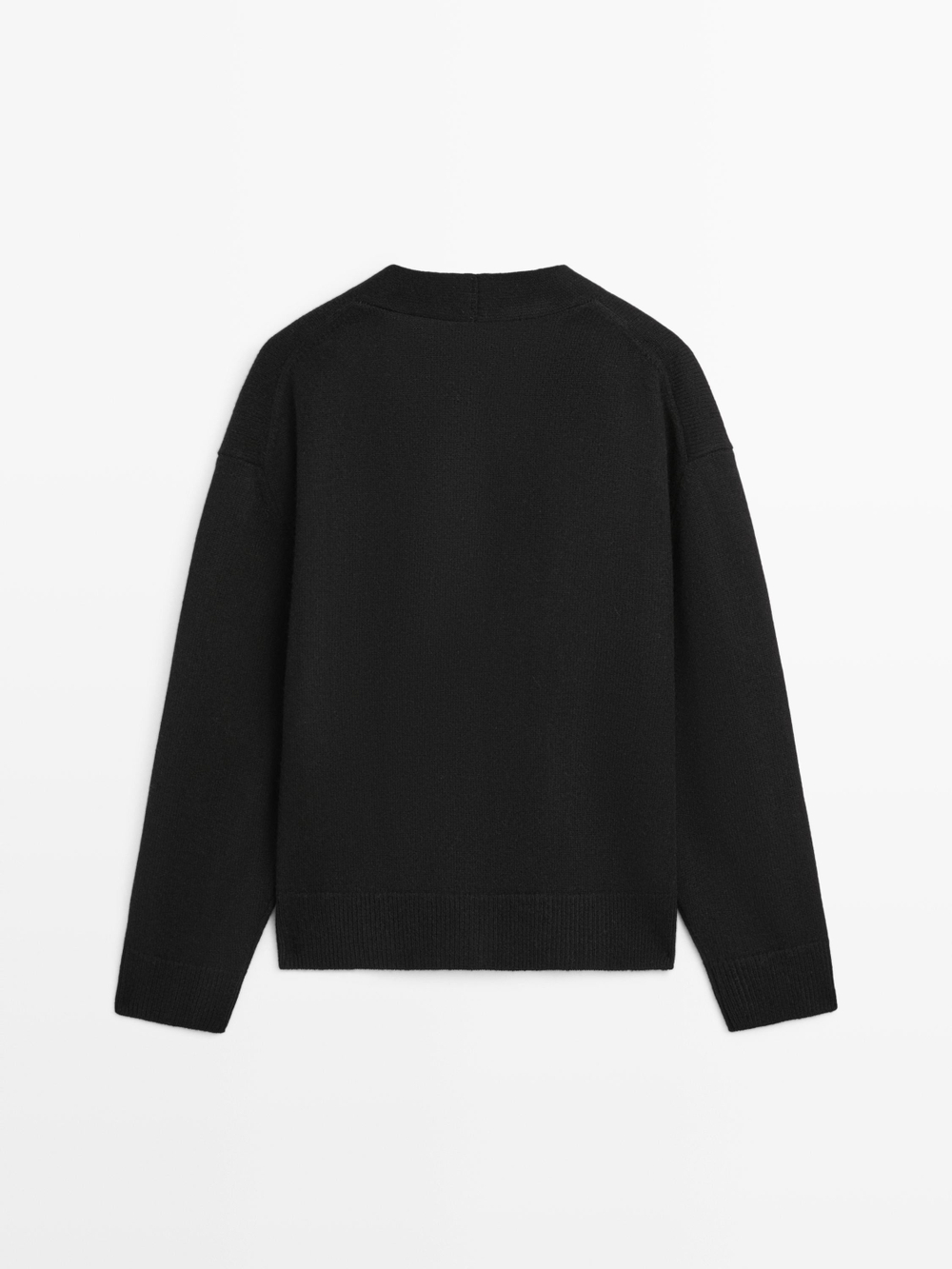 Massimo Dutti Кардиган из смесовой шерсти с V-образным вырезом, черный