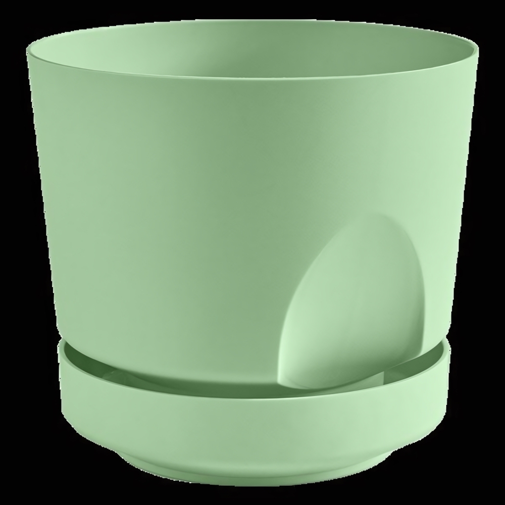 Кашпо для цветов пластиковое 0,8л d-12см «Тренд»с поддоном Мята