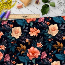 Ткань премиум атлас сказочный цветник