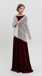 Оренбургский пуховый палантин А16070-02 экрю