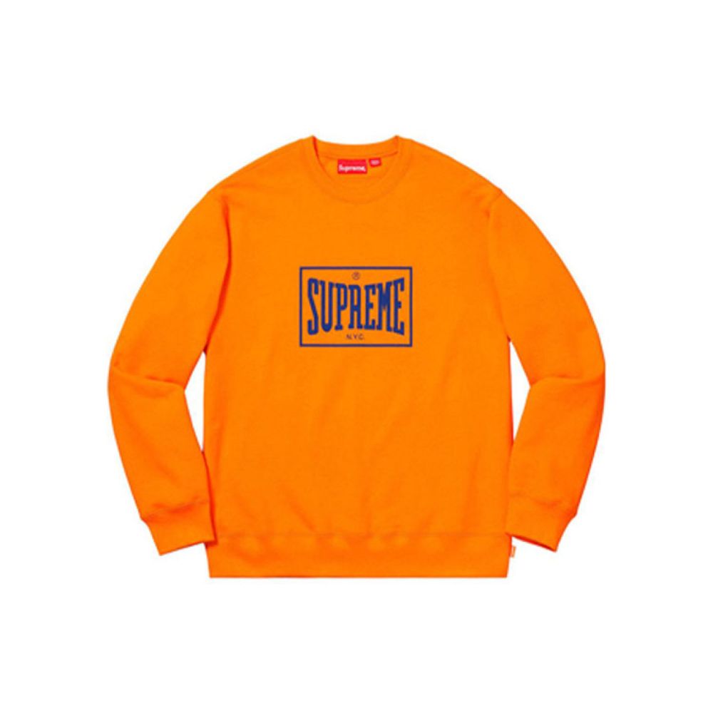 Supreme SS19 Warm Up Crewneck Orange logo