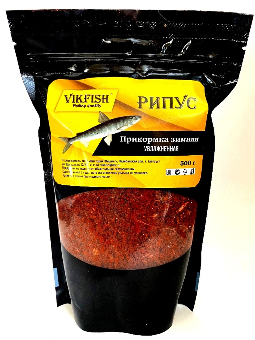 Прикормка VIKFISH Зимняя УВЛАЖНЕННАЯ (РИПУС КРАСНЫЙ) Креветка 500гр
