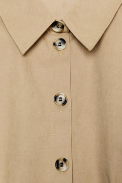 ZARA ПРИТАЛЕННАЯ РУБАШКА ИЗ МЯГКОЙ ТКАНИ, РЫЖЕВАТО-КОРИЧНЕВЫЙ