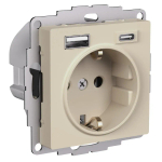 ATLASDESIGN РОЗЕТКА 16А с 2 USB A+C, 5В/2,4А/3,0А, 2х5В/1,5А, механизм, ПЕСОЧНЫЙ