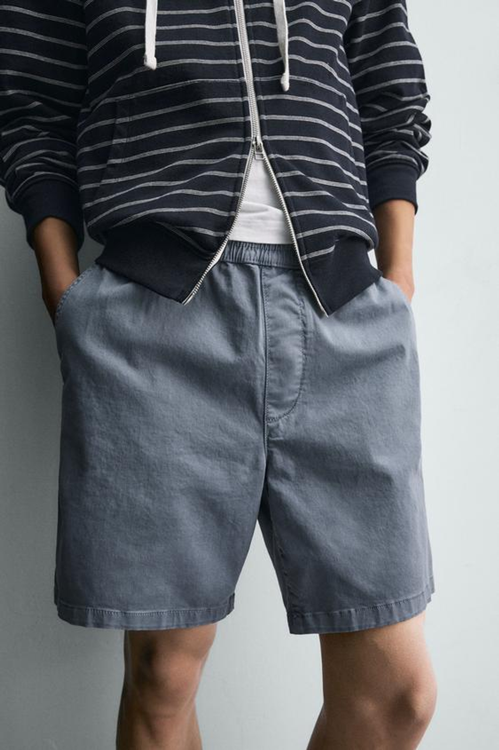 ZARA ШОРТЫ ИЗ ТВИЛА RELAXED FIT, ГОЛУБОЙ