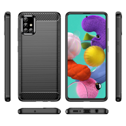 Чехол для Samsung Galaxy A51 (M40S) цвет Black (черный), серия Carbon от Caseport