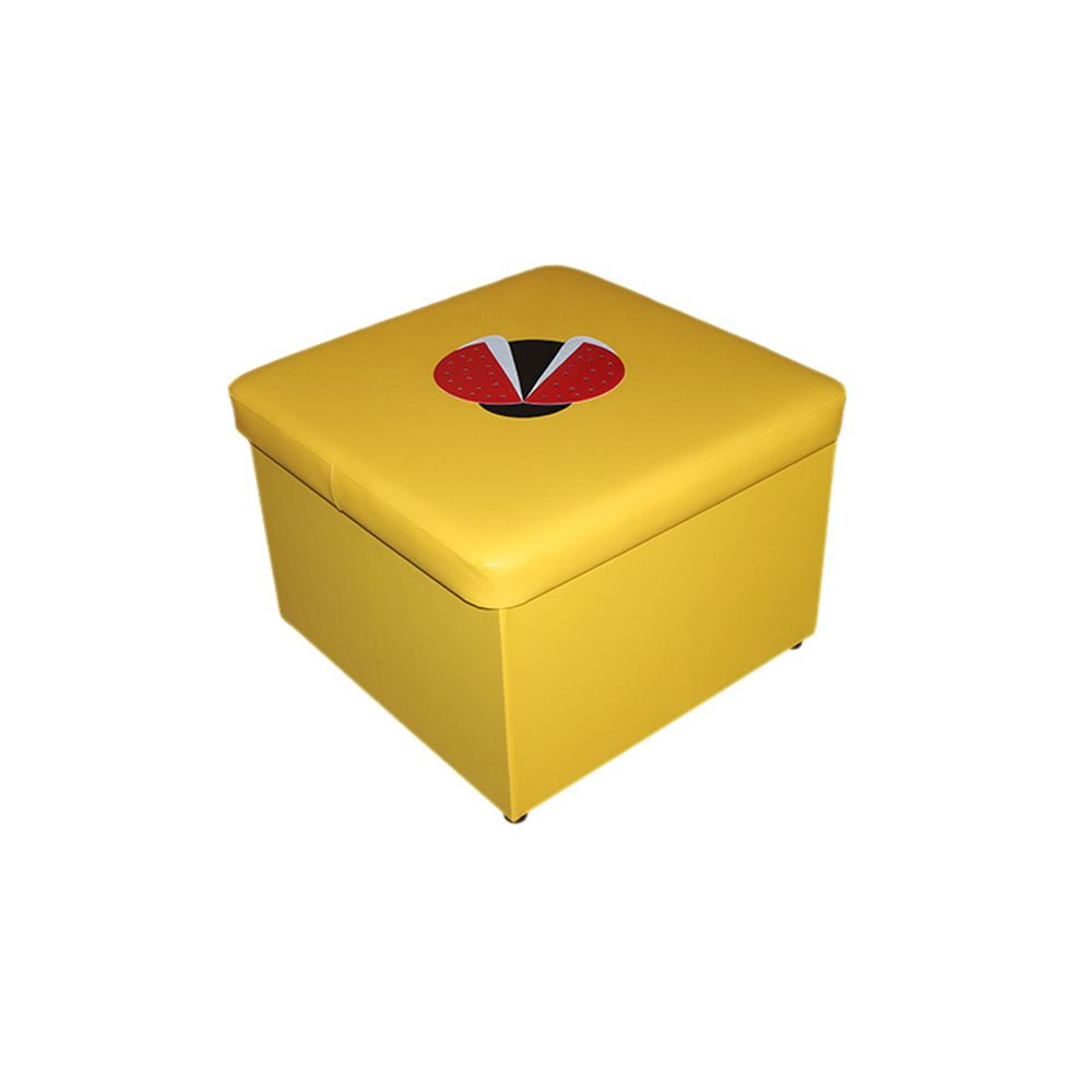Пуф с аппликацией квадратный (с ящиком для игрушек) желтый