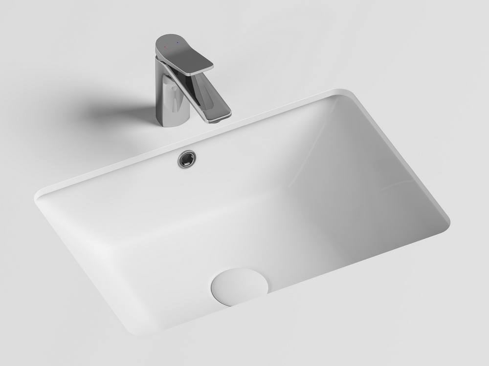 Умывальник прямоугольный встраиваемый под столешницу Element 550x400x185мм, с крепежом и шаблоном для установки