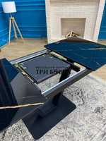 Кухонный раздвижной стол "Леон", черный мрамор