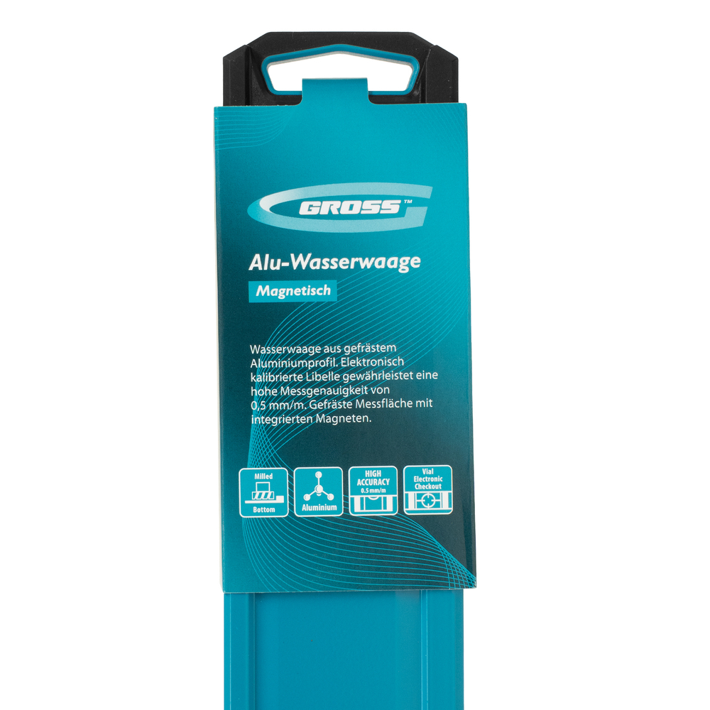 Уровень алюминиевый, магнит., фрезерованный, 3 глазка, 0,5 мм/м, 2000 мм Gross
