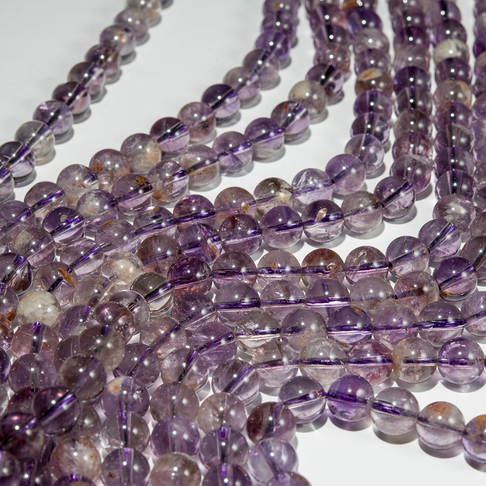 Ауралит натуральный (кварц с включениями), бусины в форме шара, 8,8мм