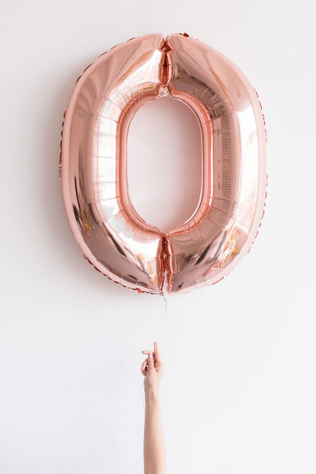 FM Шар 40" / 102 см "Цифра 0" Розовое золото (БГ-60)