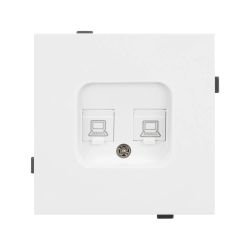 Механизм компьютерной розетки двойной SCT-TENDO-MPC2-PL-WH (RJ-45, CAT6) (Arlight, Белый) 054100