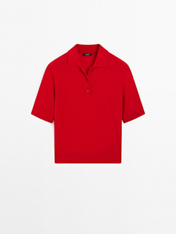 Massimo Dutti Футболка с воротником поло, красный