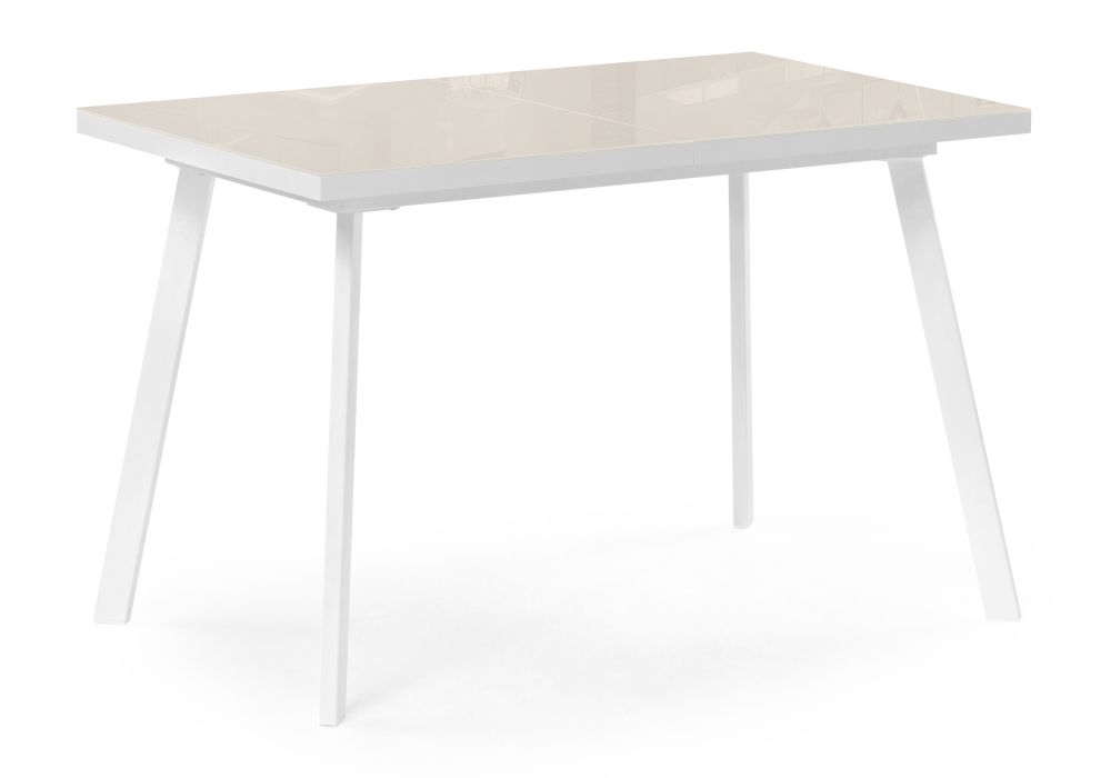 Стеклянный стол Маккензи 120(150)х70х77 латте / белый
