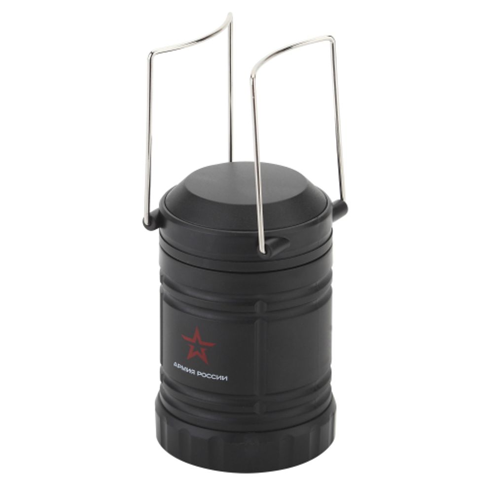 Фонарь кемпинговый светодиодный АРМИЯ РОССИИ KB-502 на батарейках складной мощный светильник с магнитом и крючком черный