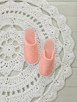 Тапочки велсофт закрытые нежно-розовые