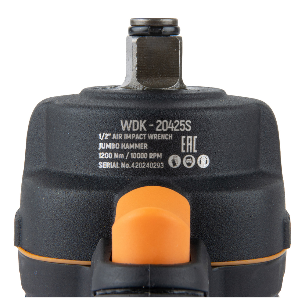 WDK-20425S Гайковерт пневматический ударный, композитный корпус, привод 1/2", 1200 Нм