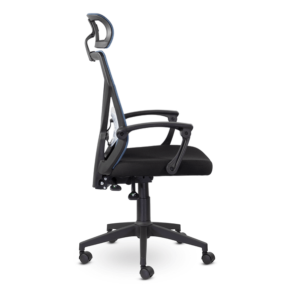 Кресло UTFC Астон М-711 с подголовником черный пластик (голубой/черный)