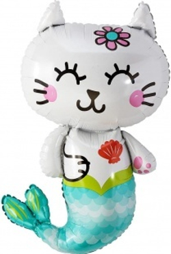 Шар (32""/81 см) Фигура, Котенок-русалочка, 1 шт. Г006