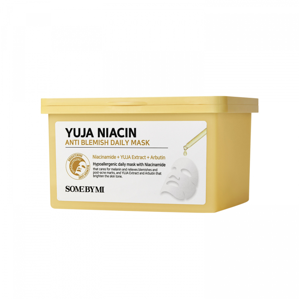 SOME BY MI YUJA NIACIN ANTI-BLEMISH DAILY MASK Ежедневная тканевая маска для лица с экстрактом юдзу и ниацинамидом 30шт