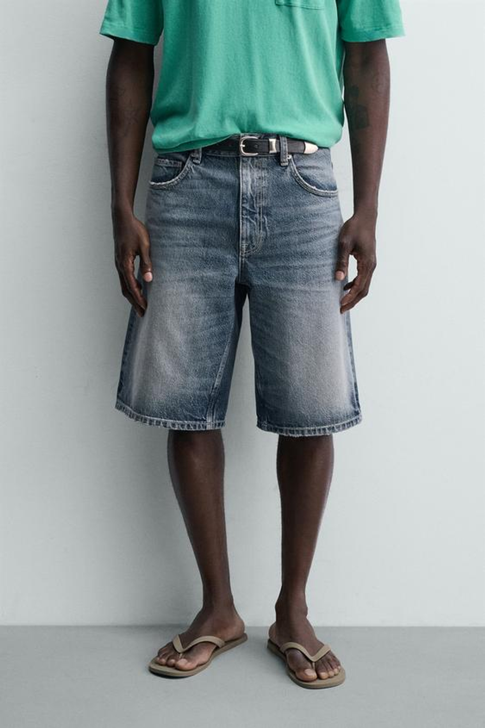 ZARA ДЖИНСОВЫЕ ШОРТЫ RELAXED FIT, СИНИЙ